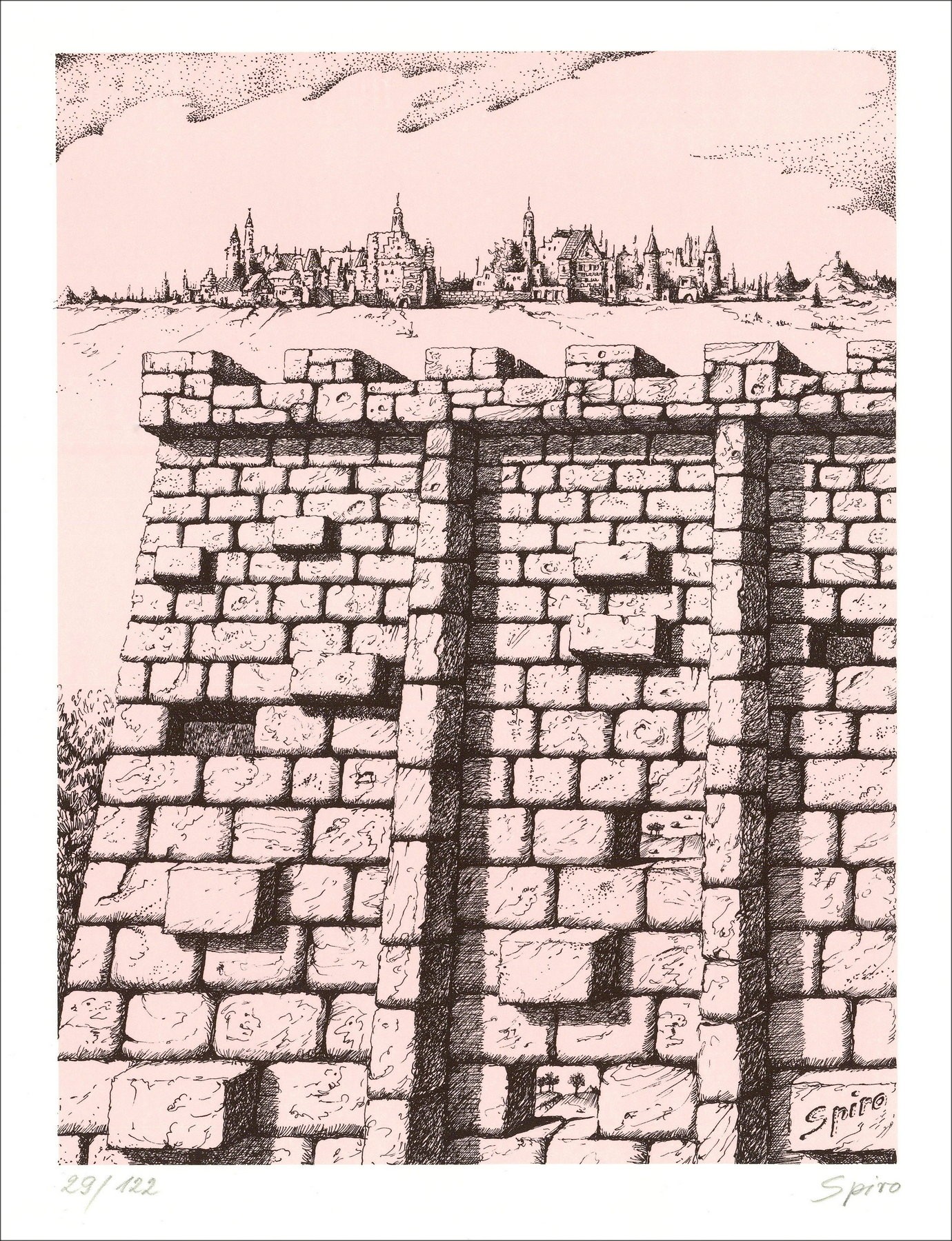Georges Spiro - Die Wand (1971), Lithographie