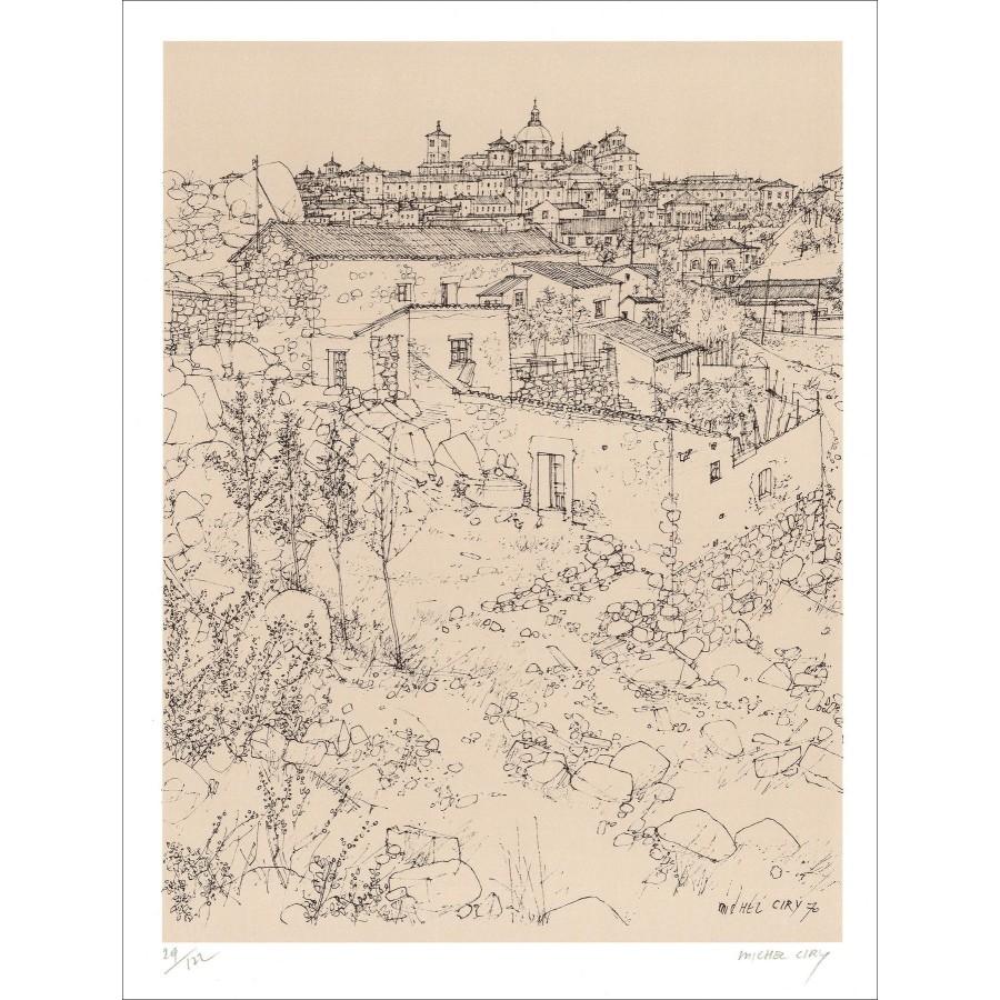 Michel Ciry - Weergave van stad (1970), litho