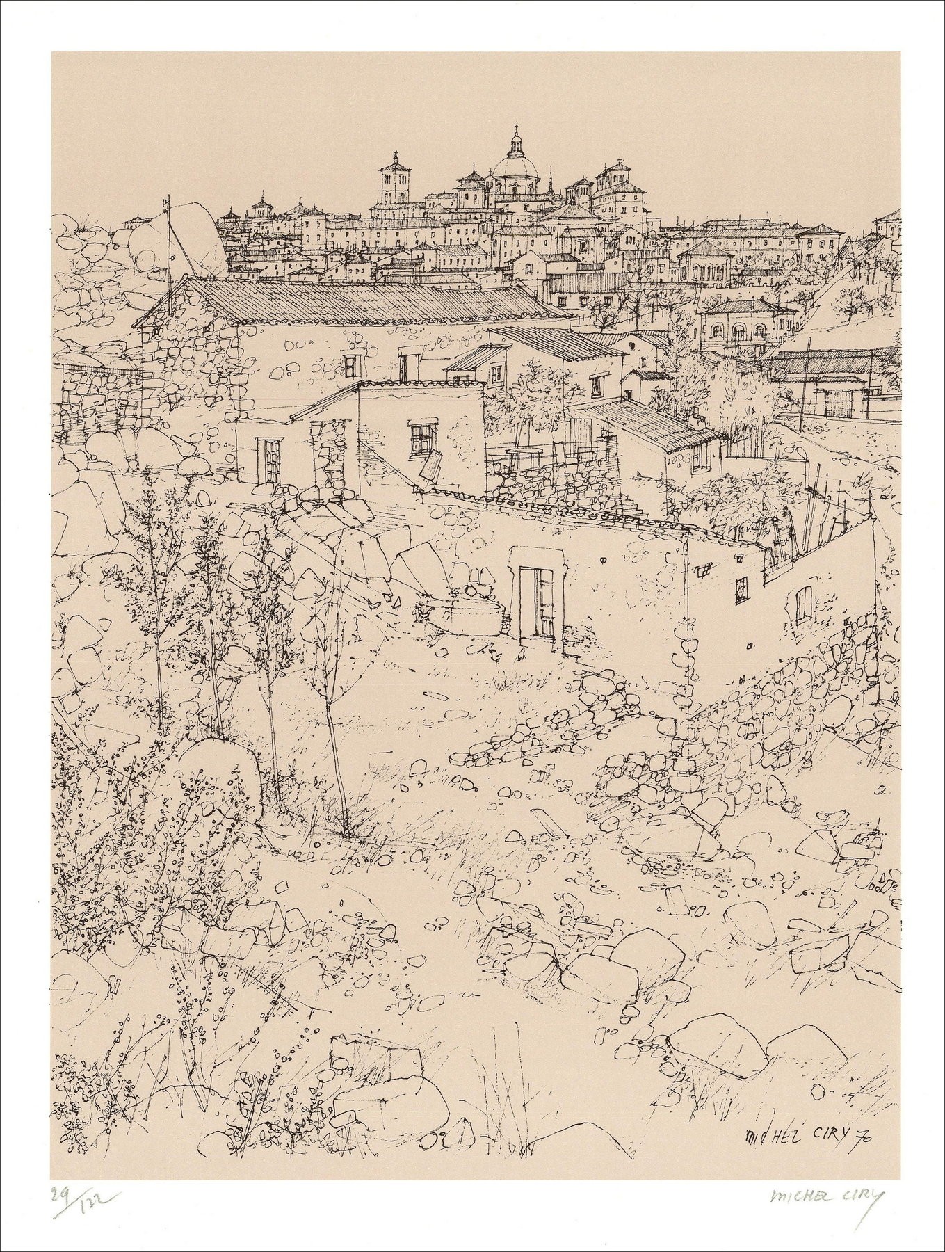 Michel Ciry – City view (1970), lithography