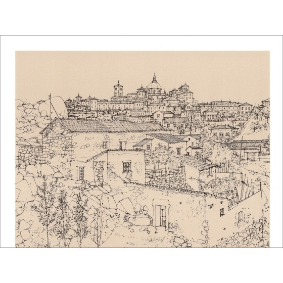 Michel Ciry - Weergave van stad (1970), litho