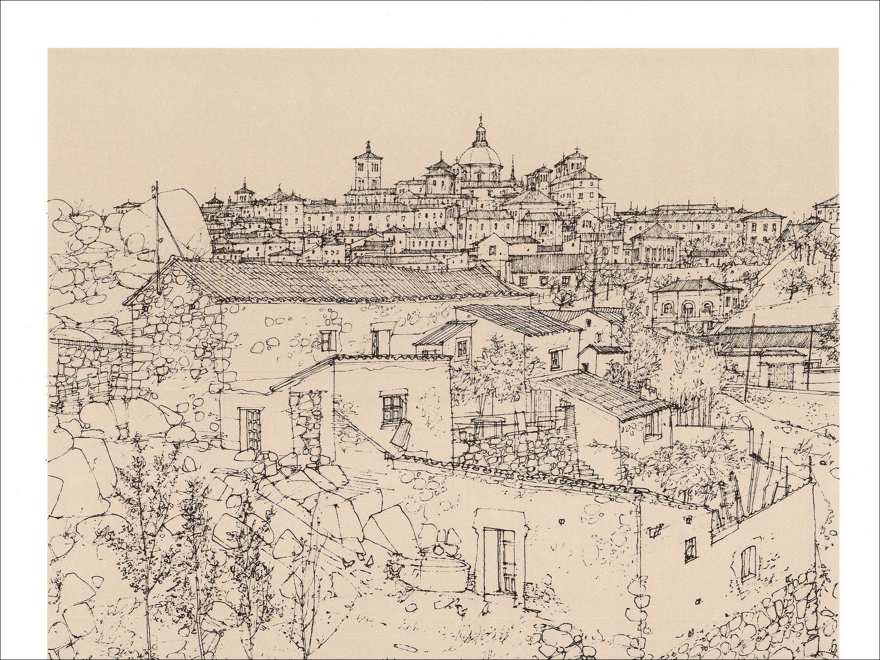 Michel Ciry - Ansicht der Stadt (1970), Lithographie