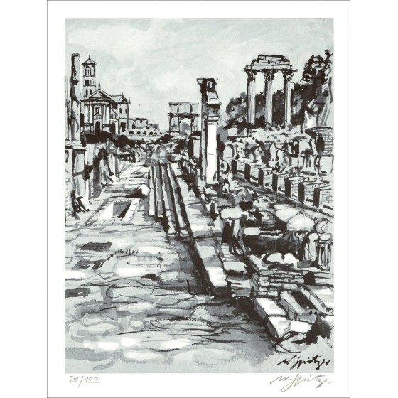 Walter Spitzer – El Foro Romano (1971), litografía