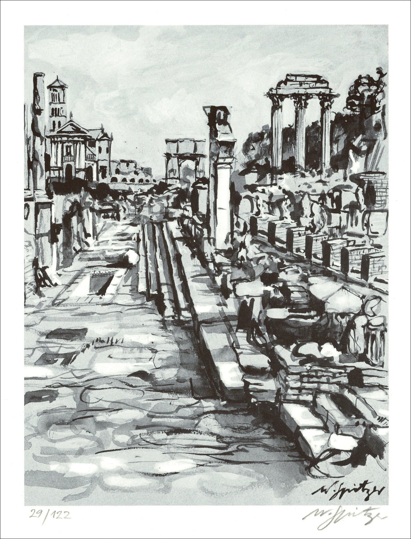 Walter Spitzer – El Foro Romano (1971), litografía
