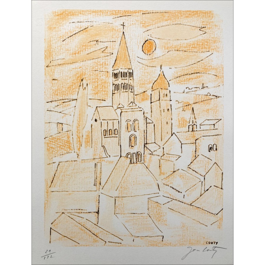 Jean Couty – Cluny Abbey (1971), litografía