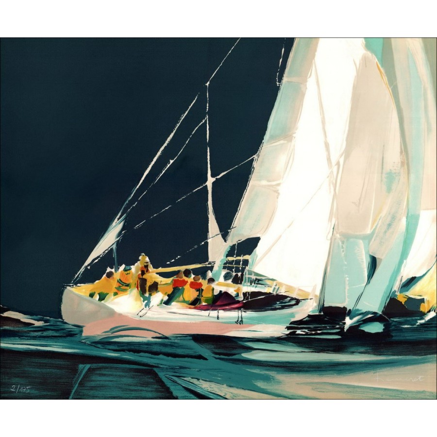 Purchase Regatta Original lithograph by Claude HEMERET