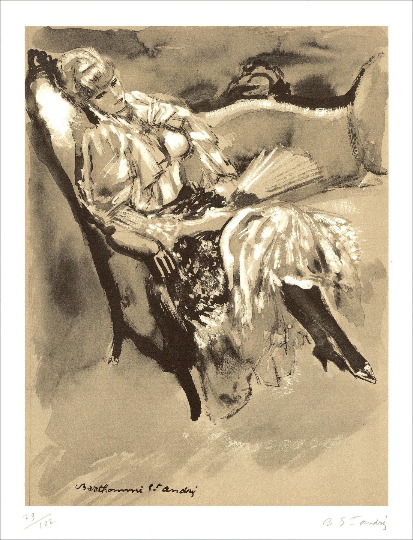 Louis Berthomme-Saint-André - Vrouw (1971), Litho