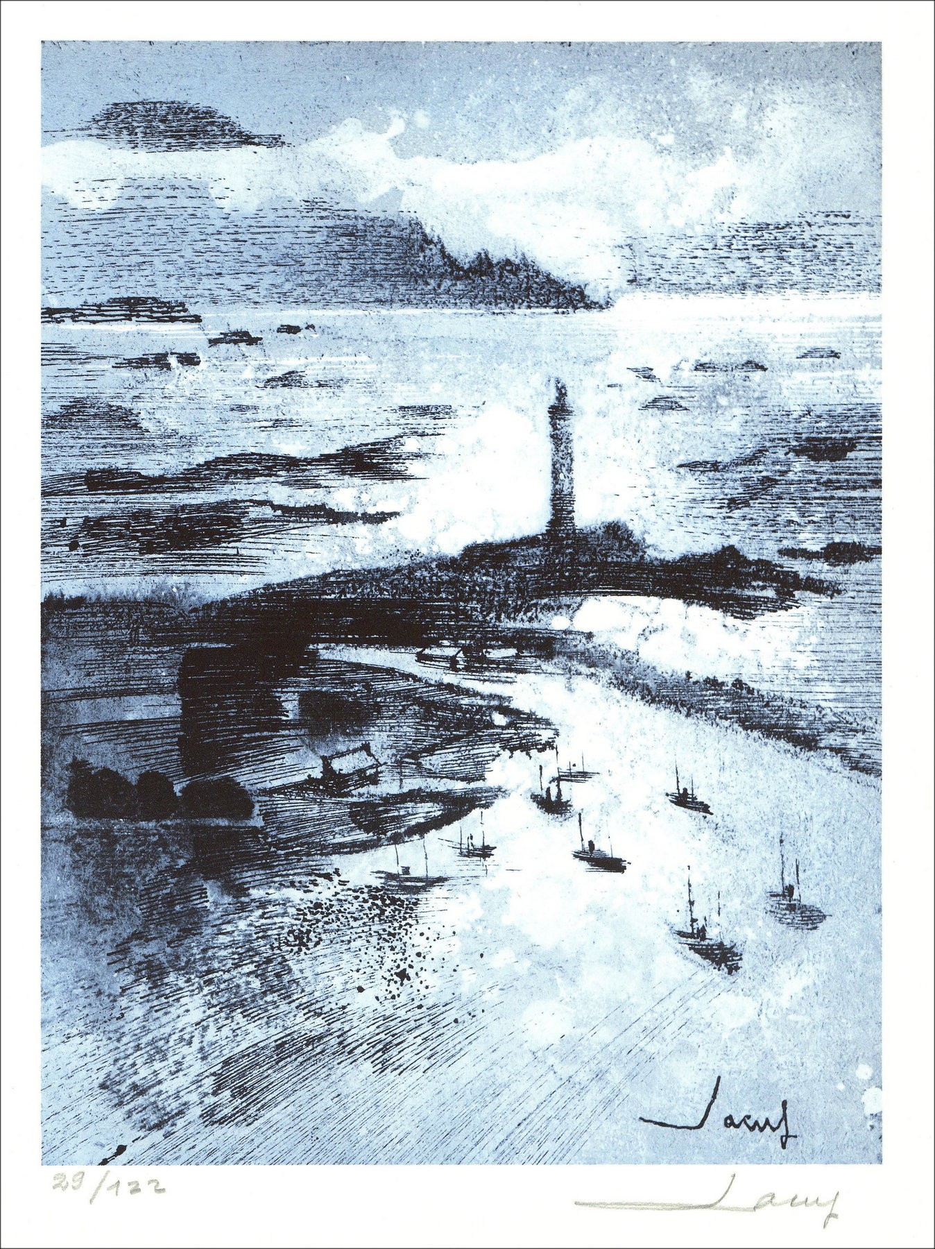 Jean T. Jacus - Le Phare (1971), lithography