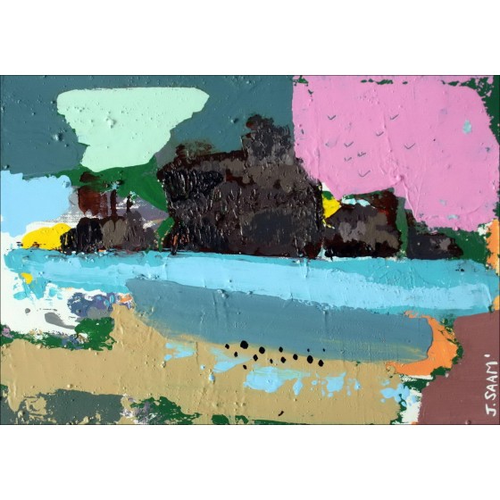 Jérôme SAAM - Original acrylic drawing on paper "La roche percée" Circa 2014