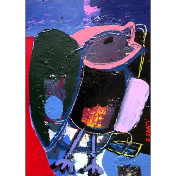 Jérôme Saam - Originalzeichnung mit Acryl auf Papier "The Peacock" circa 2014