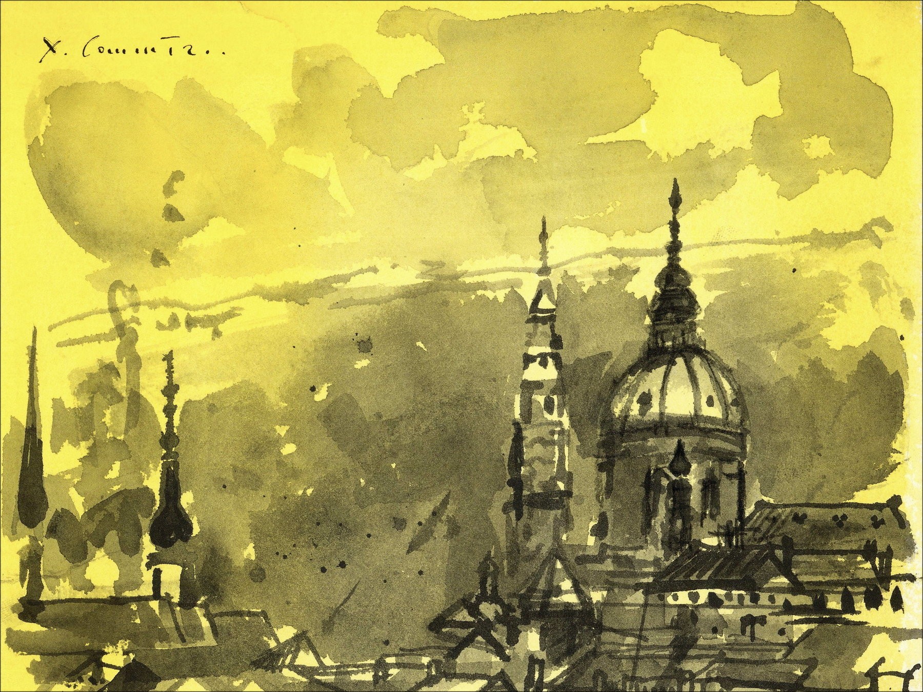 Jean General - Street of Kolovrat Palace, Acquerello