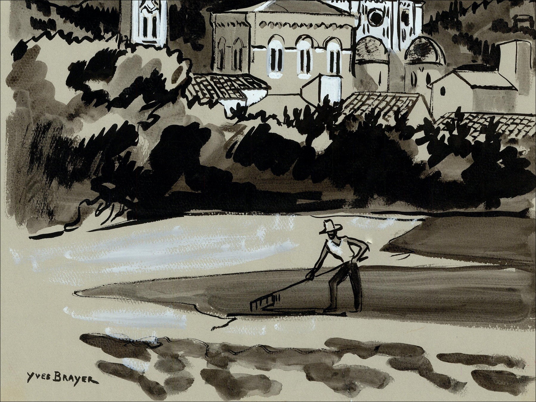 Yves Brayer – Florencia, dibujo original