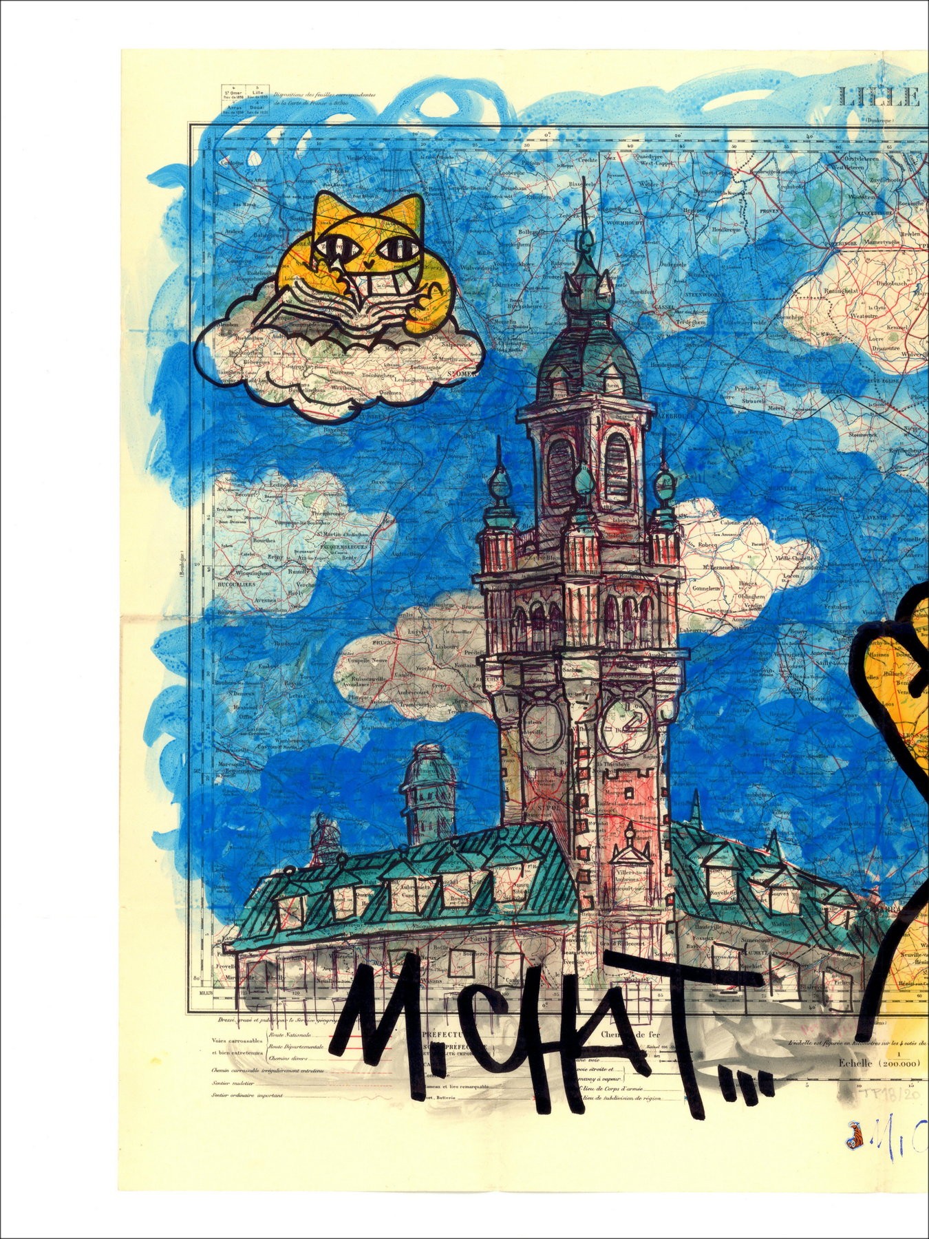 Lithographie M.CHAT (Thoma Vuille) - Hommage à Lille 2023