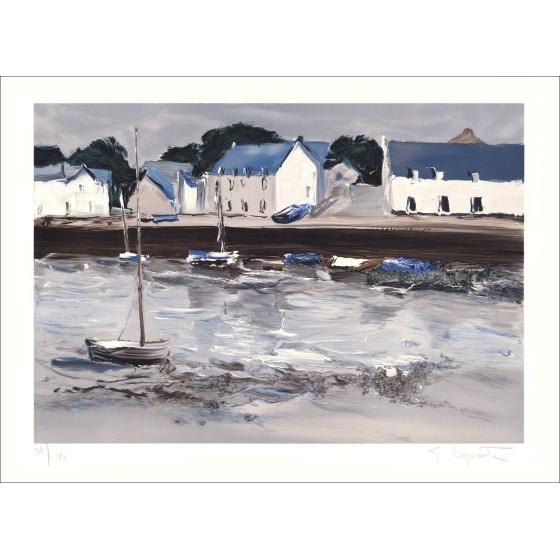 Georges LAPORTE, Litografía original, Plata baja marea 56x76cm