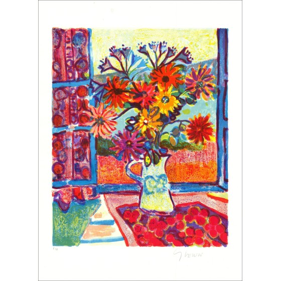 Gérard Vieilleviefra_Latn Boeket aan het raam, lithographie