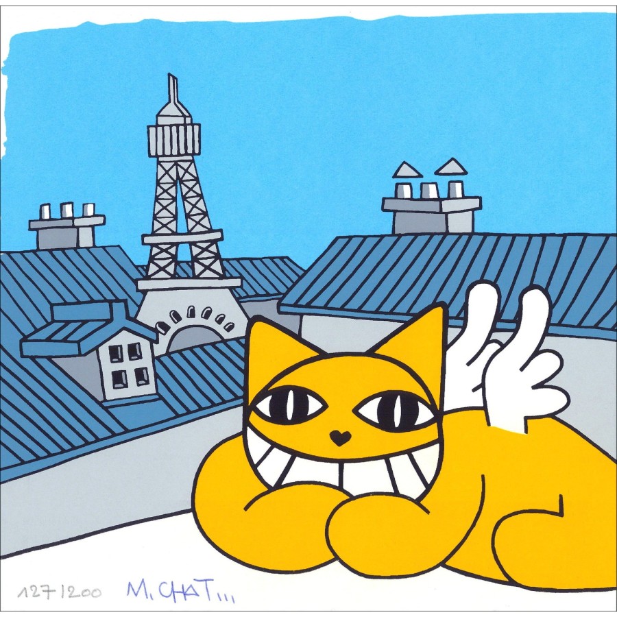 M.CHAT (Thoma Vuille) - Parigi il volo del Gatto, Serigrafia firmata