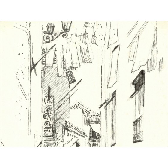 Paul Collomb – Le Portugal, dessin original