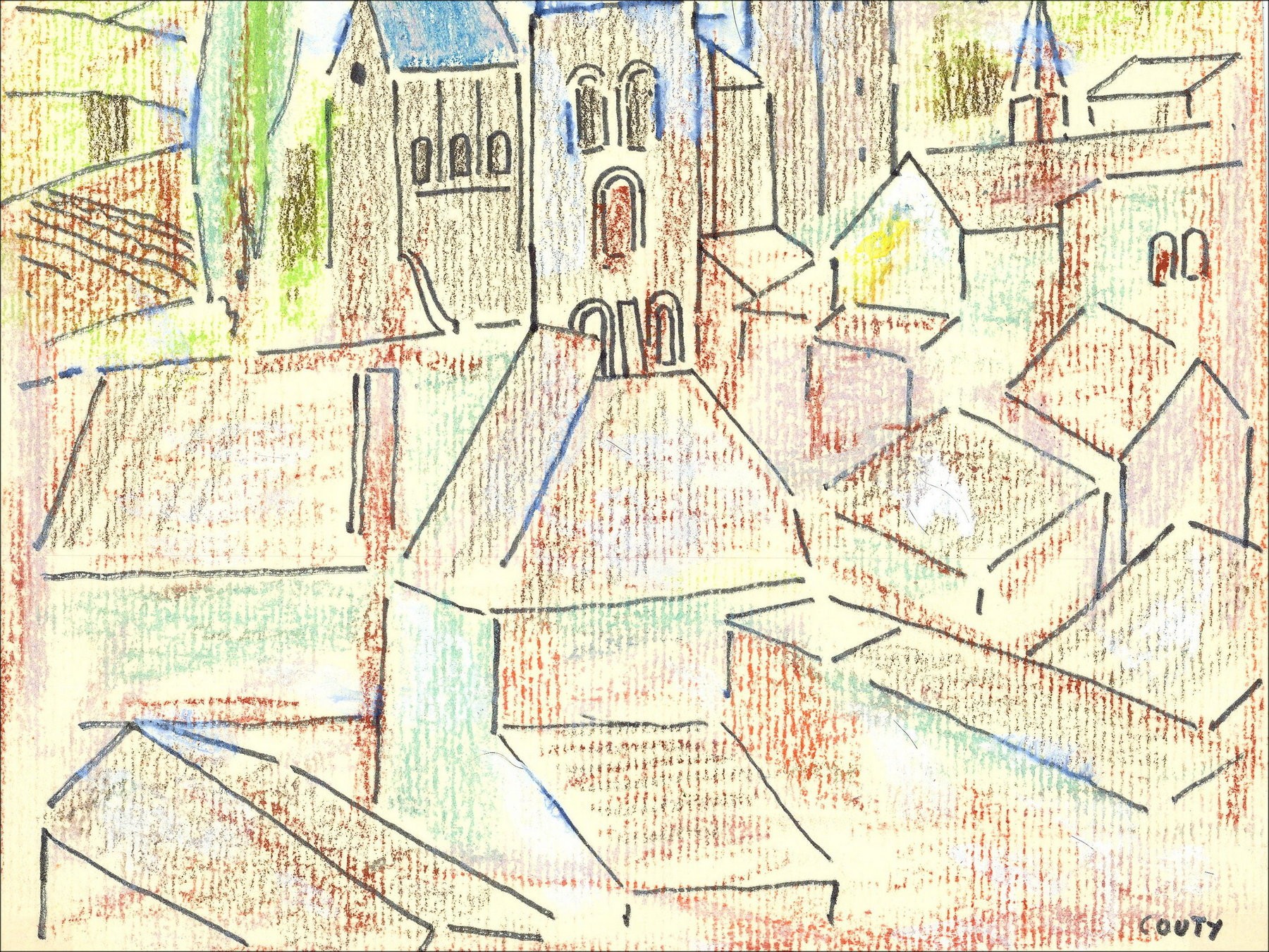 Jean Couty - Cluny Abbazia, disegno originale
