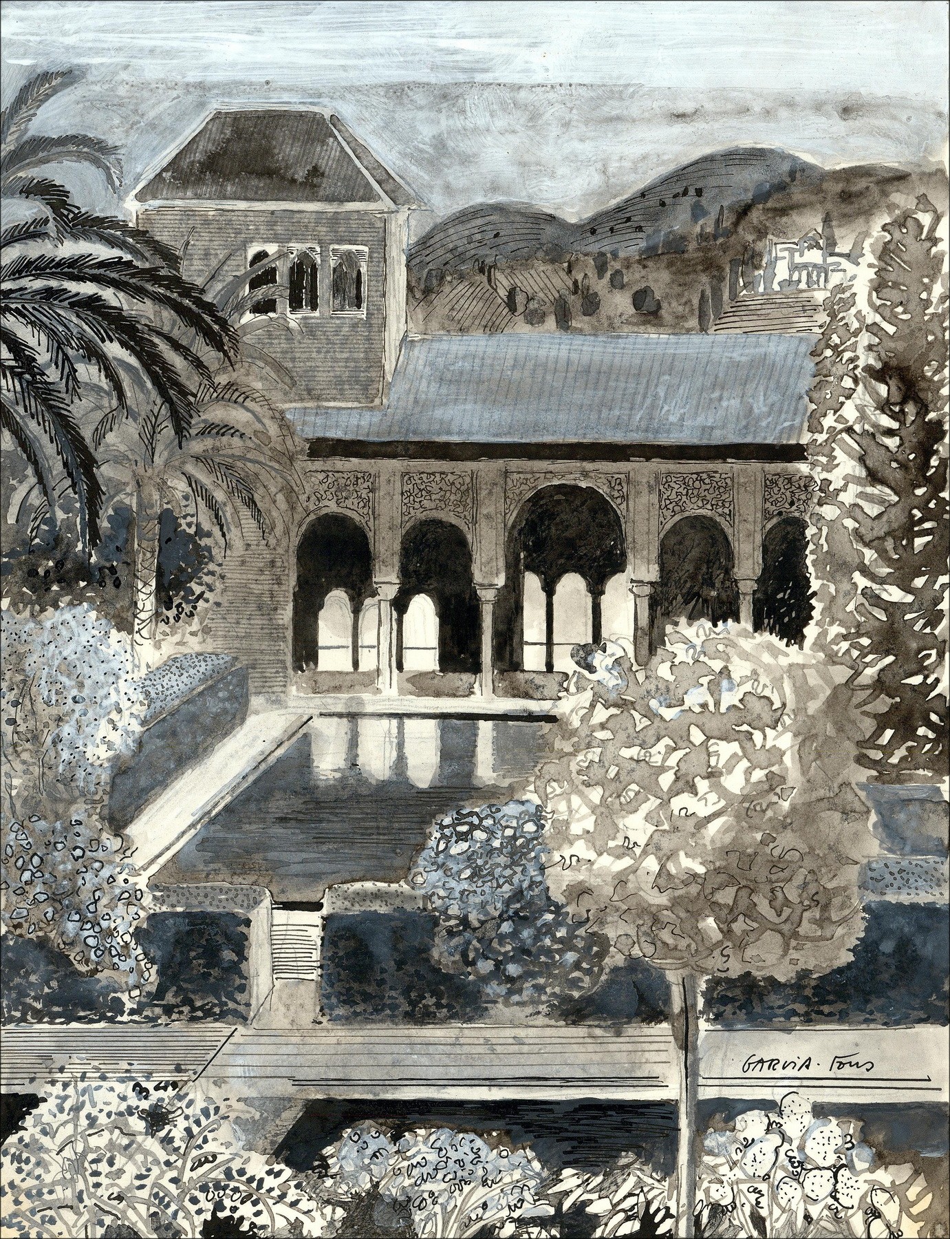 Pierre García-Fons – Jardines de la Alhambra, dibujo
