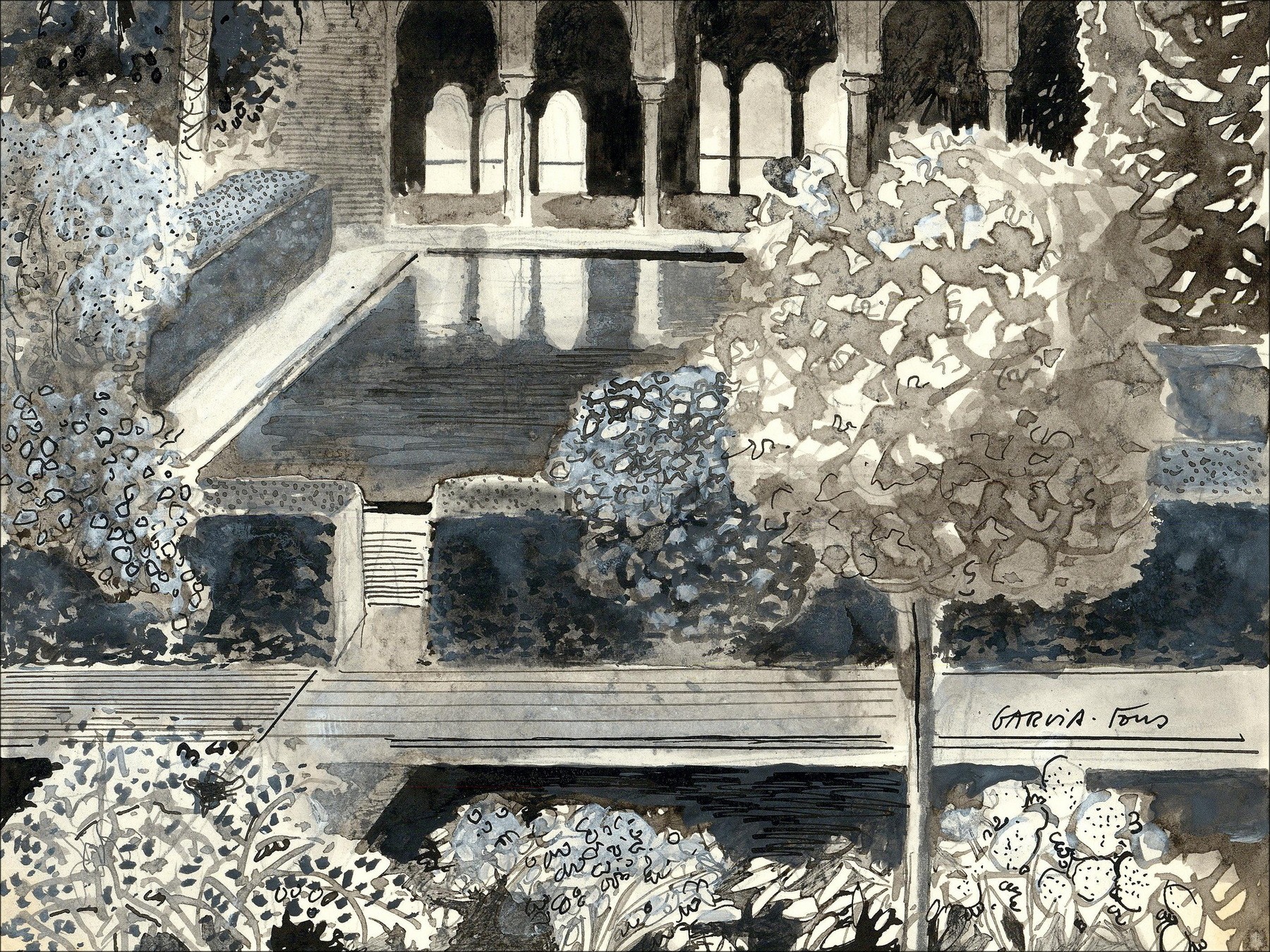 Pierre Garcia-Fons – Gardens of the Alhambra, drawing