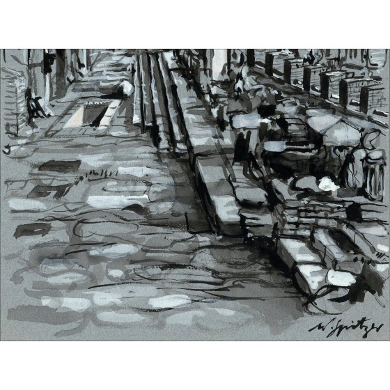 SPITZER Walter : The Roman Forum Original drawing in ink on paper