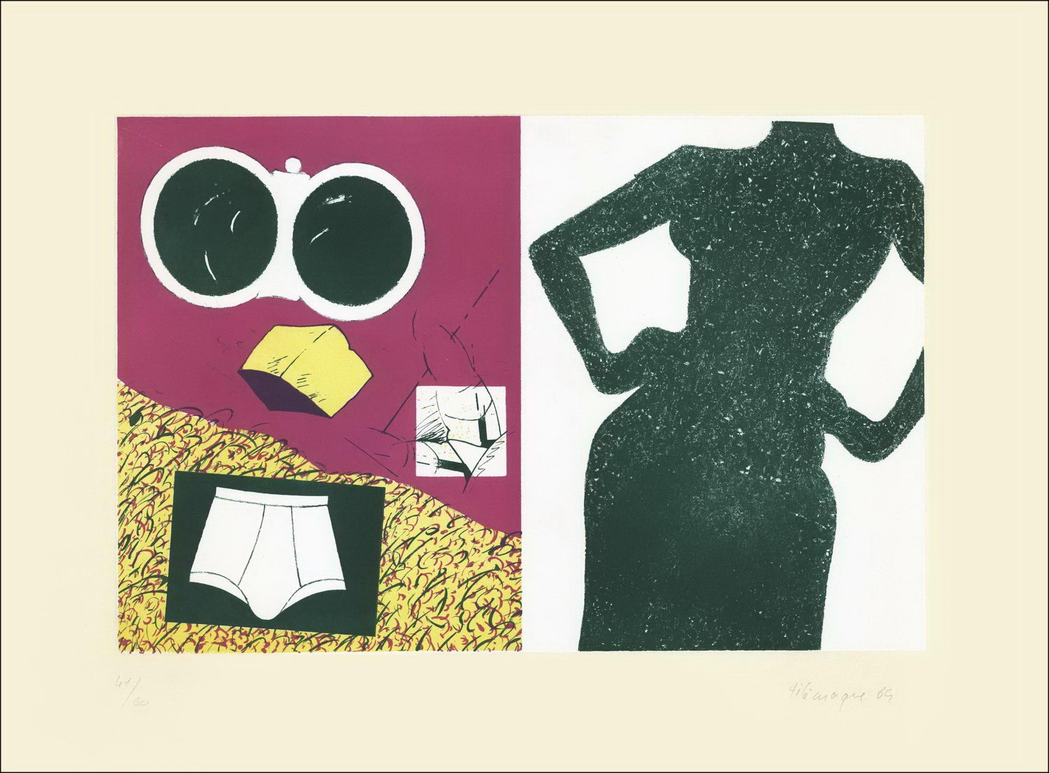 Hervé TÉLÉMAQUE: Composition, Original Signed Lithograph - 50x65cm