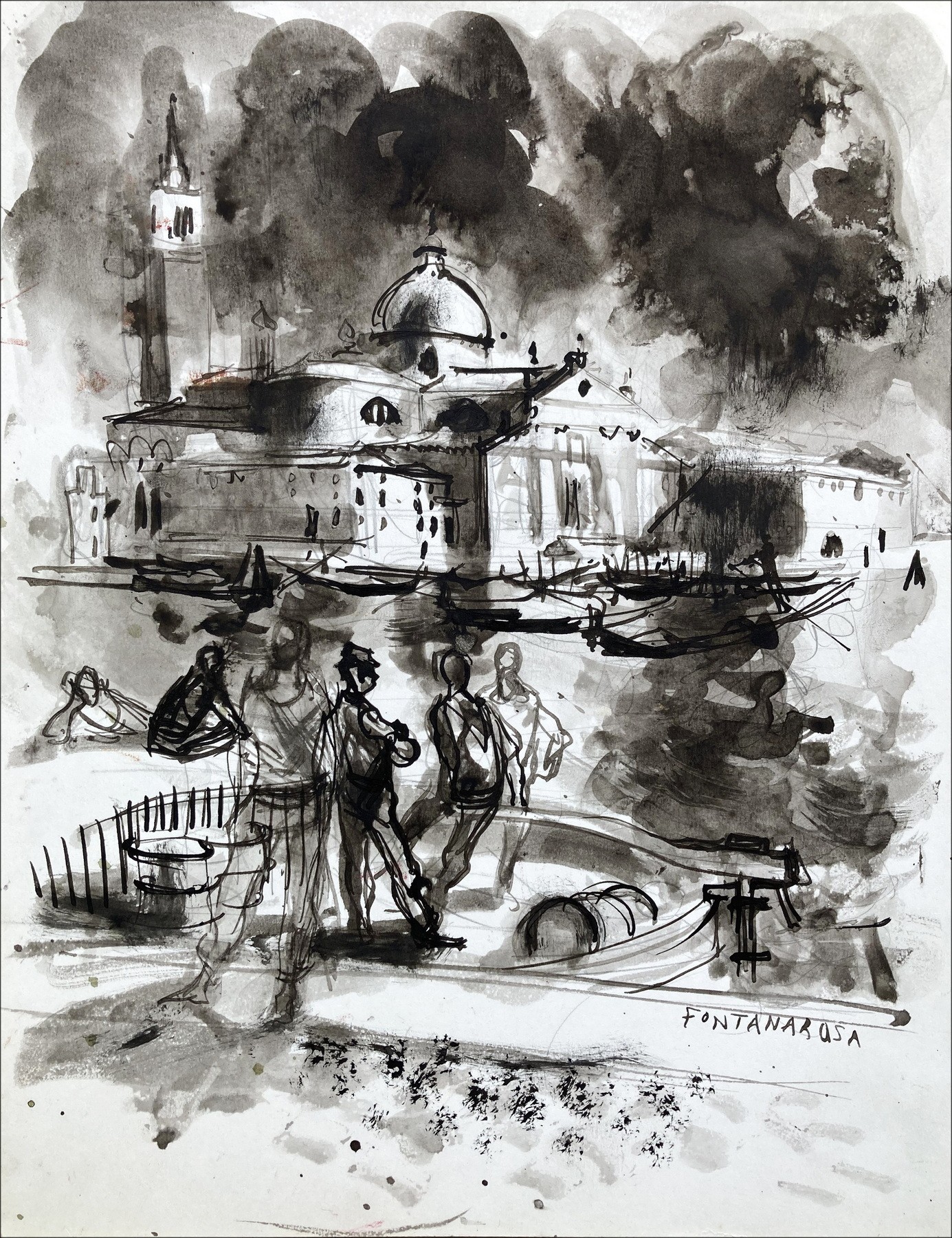 Lucien Fontanarosa – Venise, dessin original