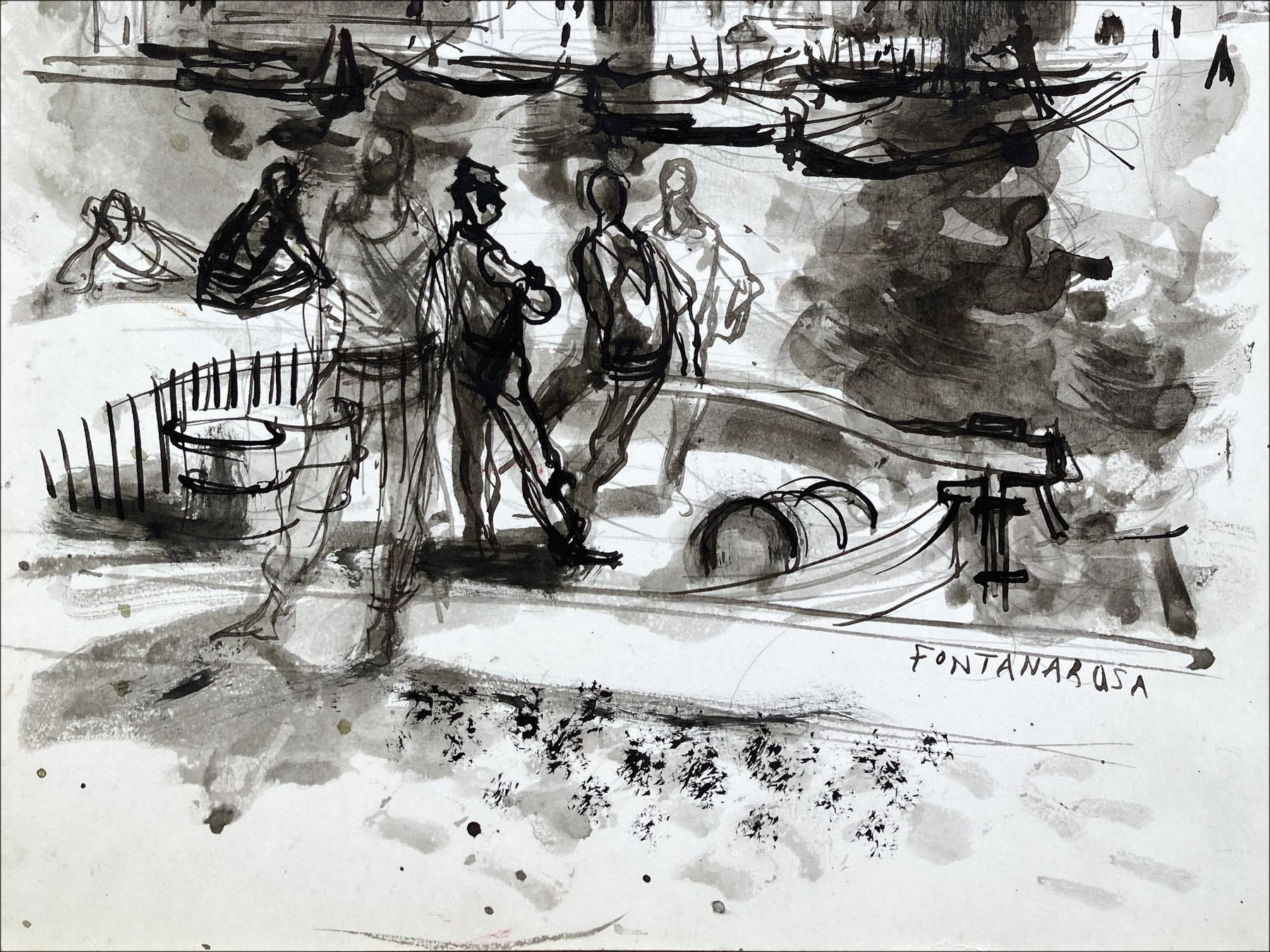 Lucien Fontanarosa – Venise, dessin original