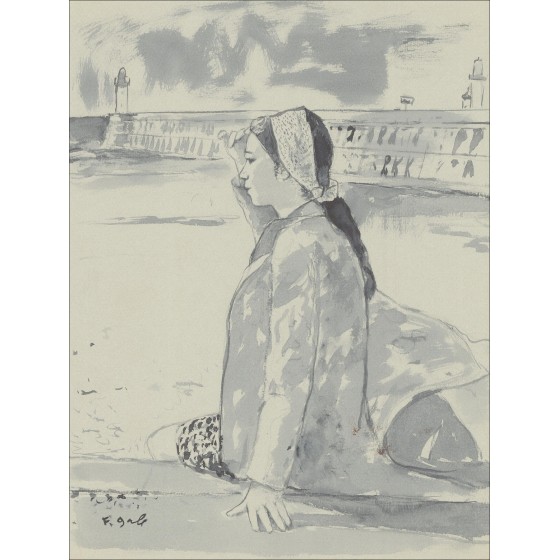 François Gall - Frau am Pier (1970), Zeichnung