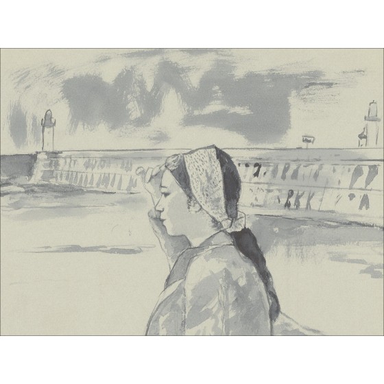 François Gall - Vrouw op de Pier (1970), Tekening