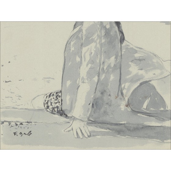 François Gall - Vrouw op de Pier (1970), Tekening