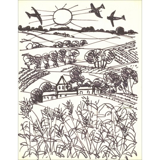Gabriel Zendel – Paisaje, dibujo original