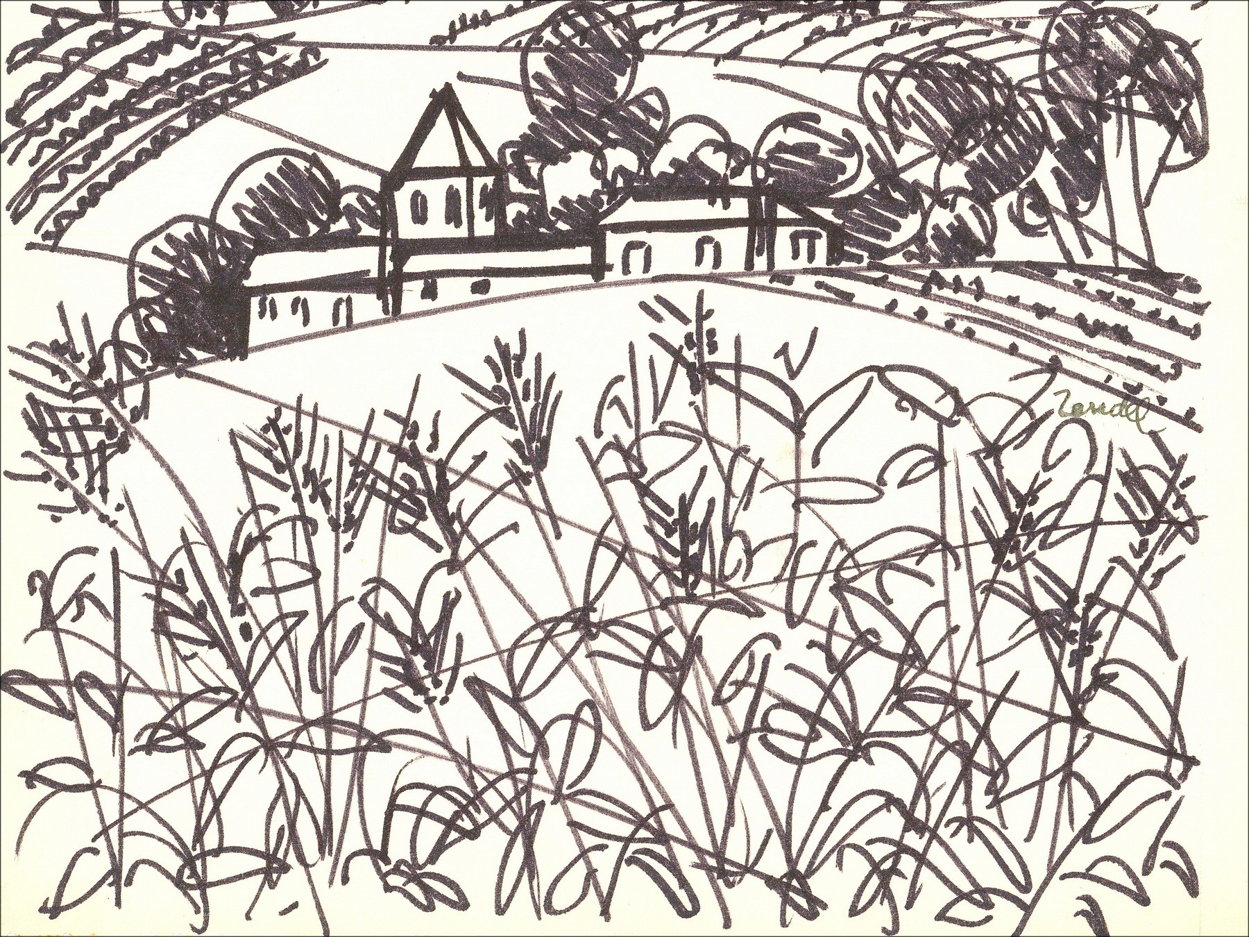 Gabriel Zendel – Countryscape, original drawing