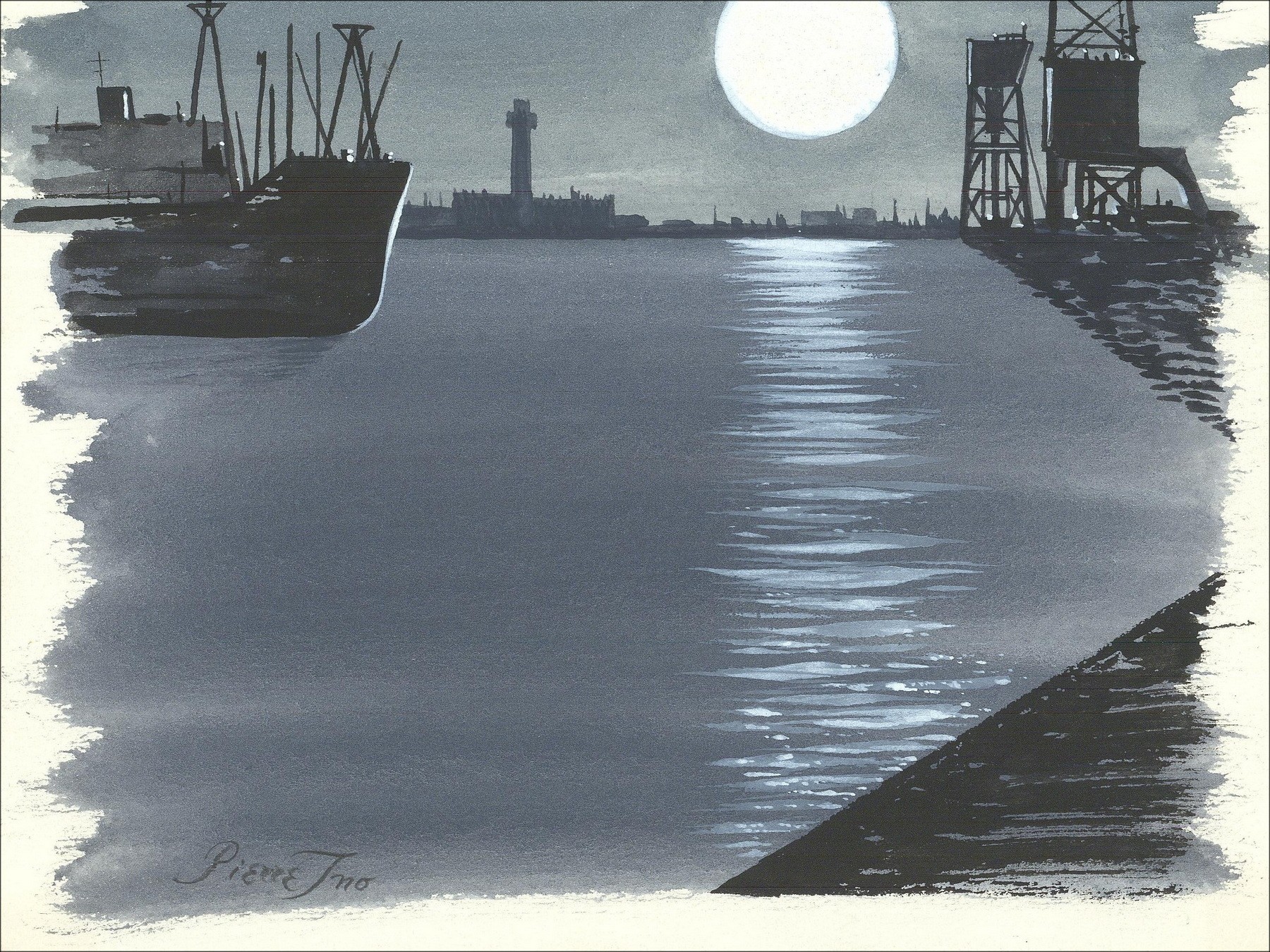 Pierre Ino – Le Port, original drawing