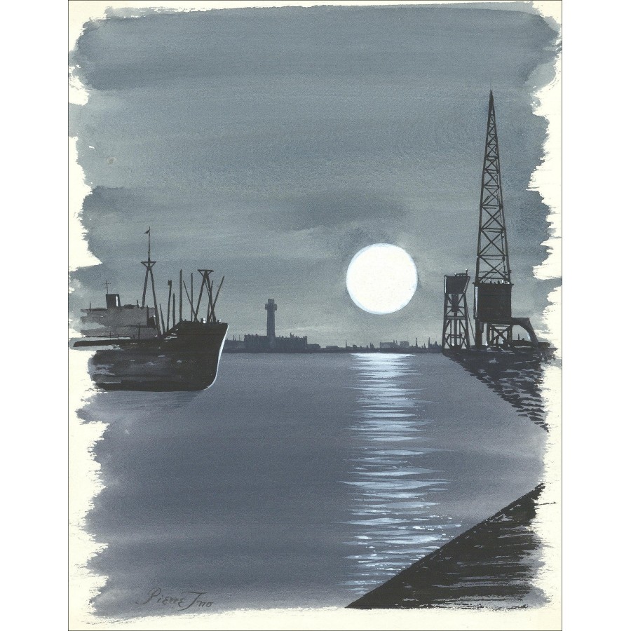 Pierre Ino – Le Port, original drawing