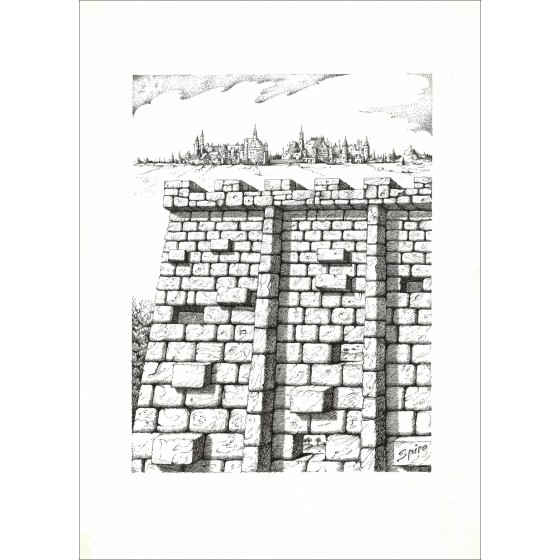 George Spiro - Die Wand, Originalzeichnung