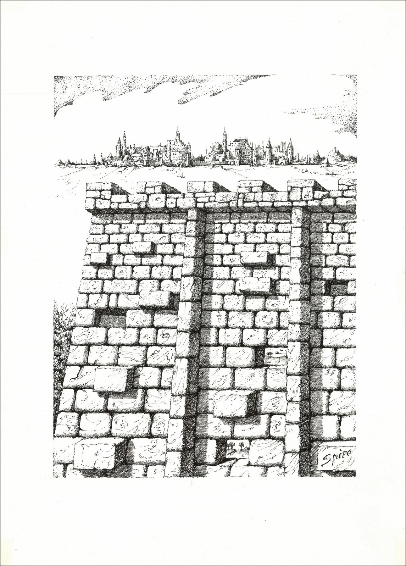 George Spiro – The Wall, original drawing