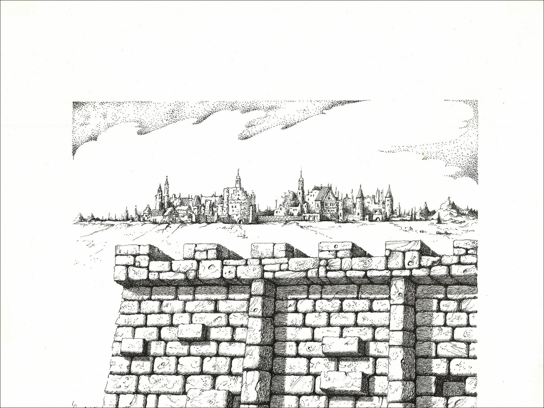 George Spiro – Le Mur, dessin original