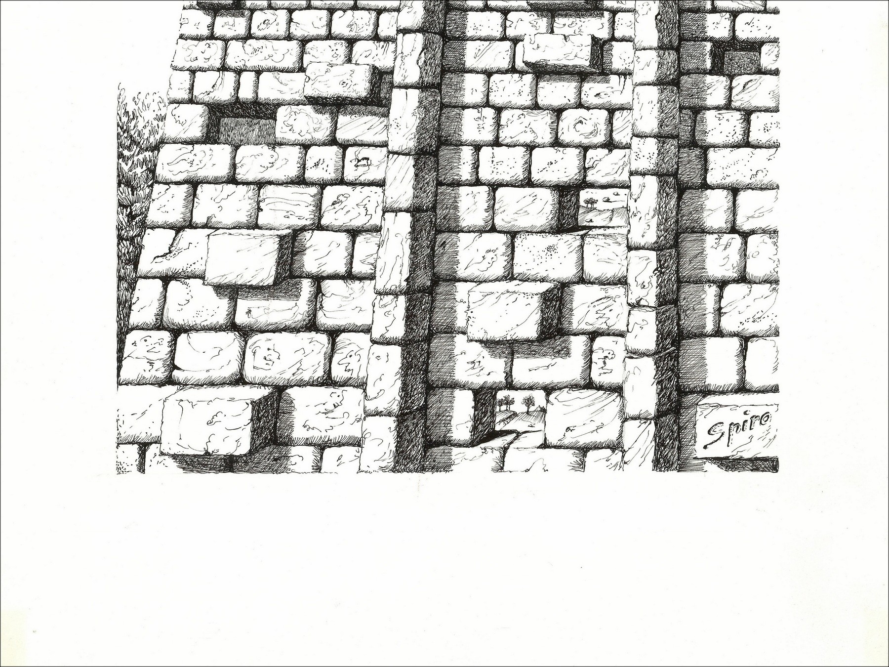 George Spiro – Le Mur, dessin original
