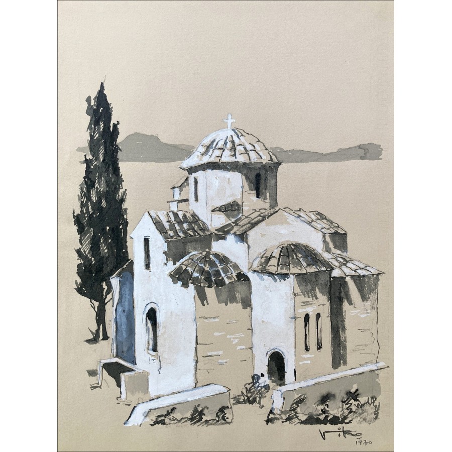 Victor Viko – Église Byzantine, dessin original