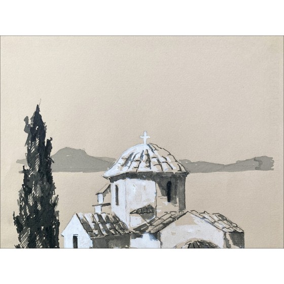 Victor Viko – Bizantino Iglesia, dibujo original