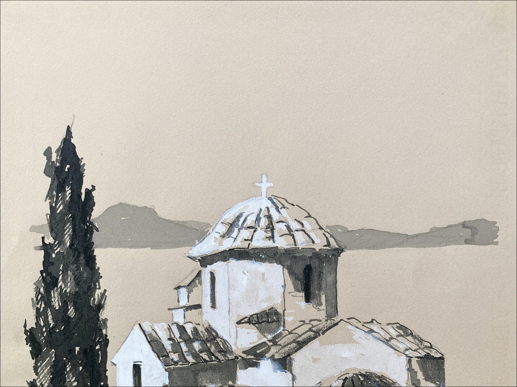 Victor Viko – Église Byzantine, dessin original
