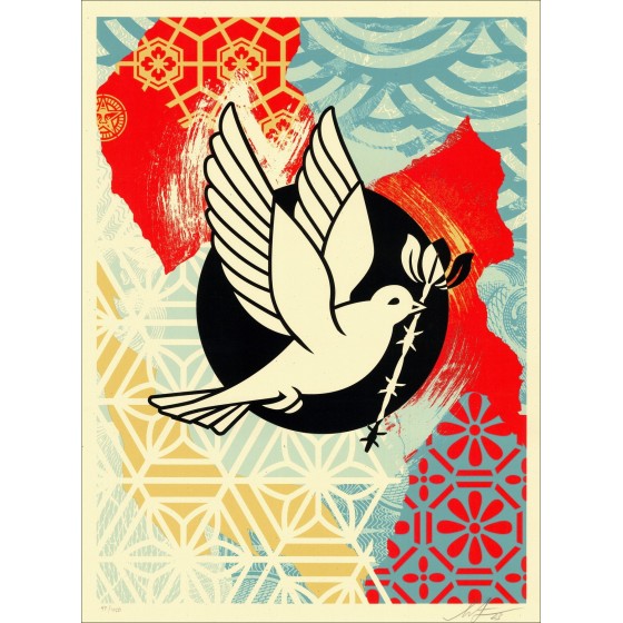 Shepard Fairey – Barb Wire Dove Collage (2023)