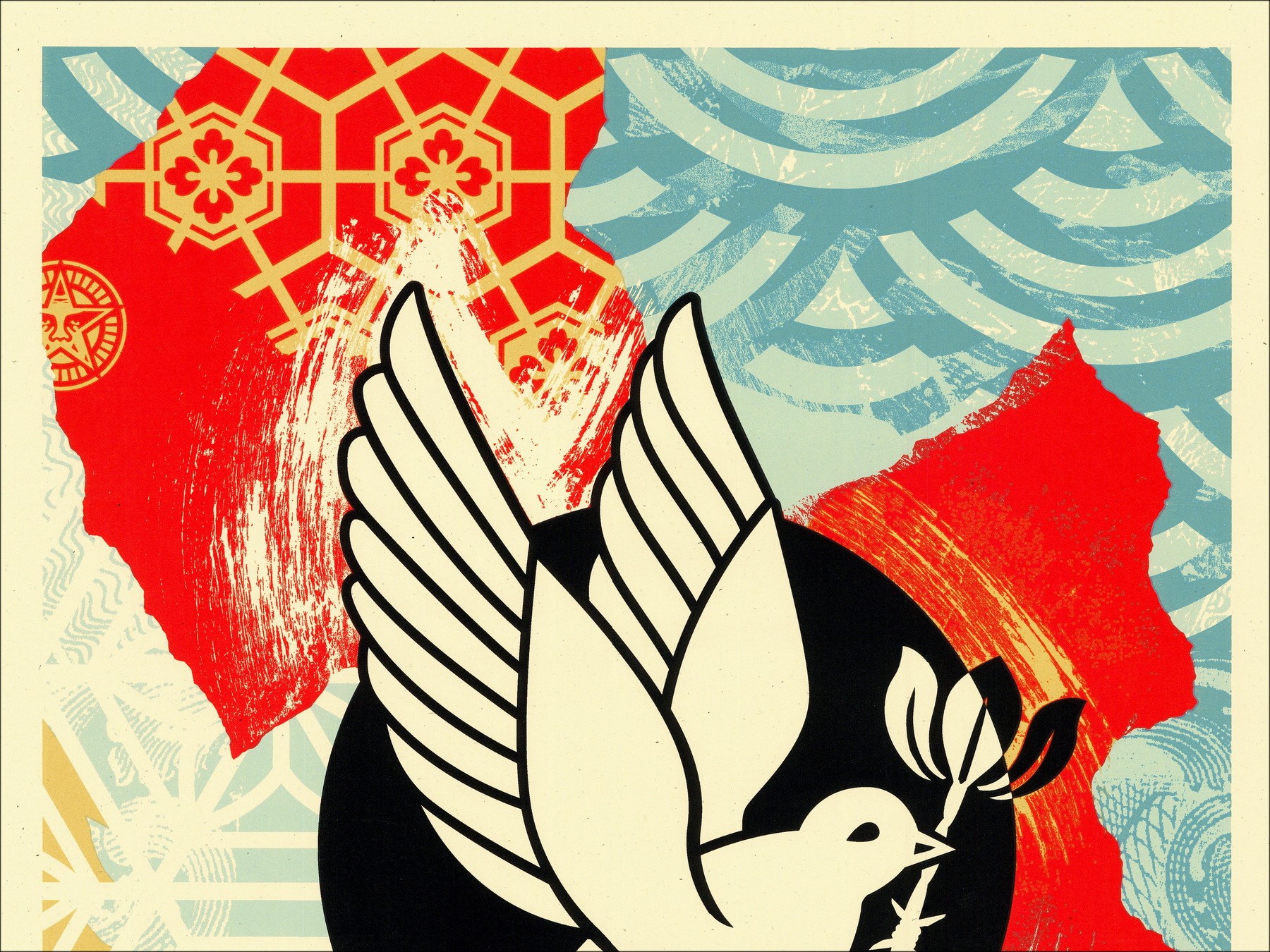 Shepard Fairey – Barb Wire Dove Collage (2023)