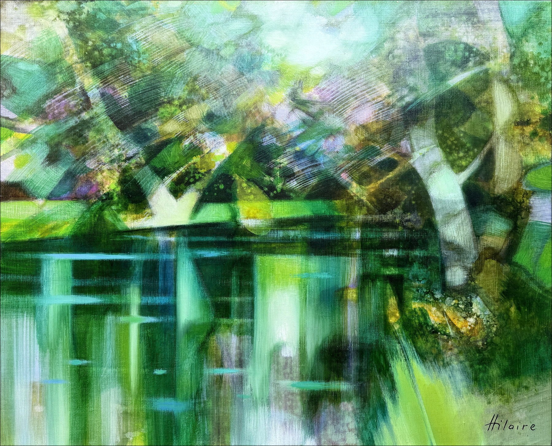 HILAIRE Camille - Olio su tela "Giverny River" 65x81cm (25F)