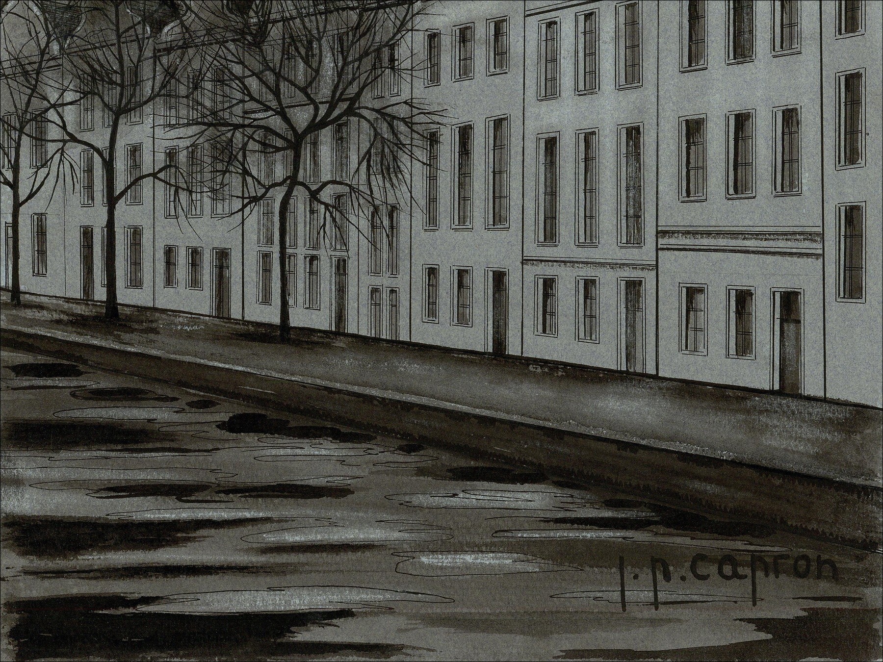 Jean-Pierre Capron - de straat, originele tekening