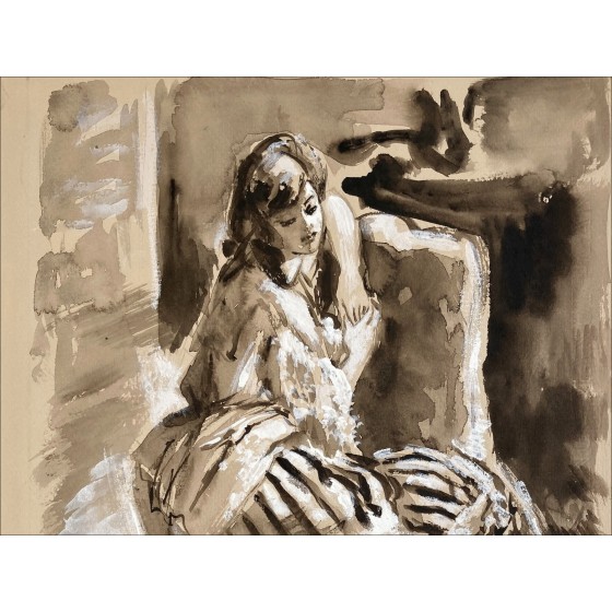 Louis Berthommé-Saint-André – Mujer, dibujo original