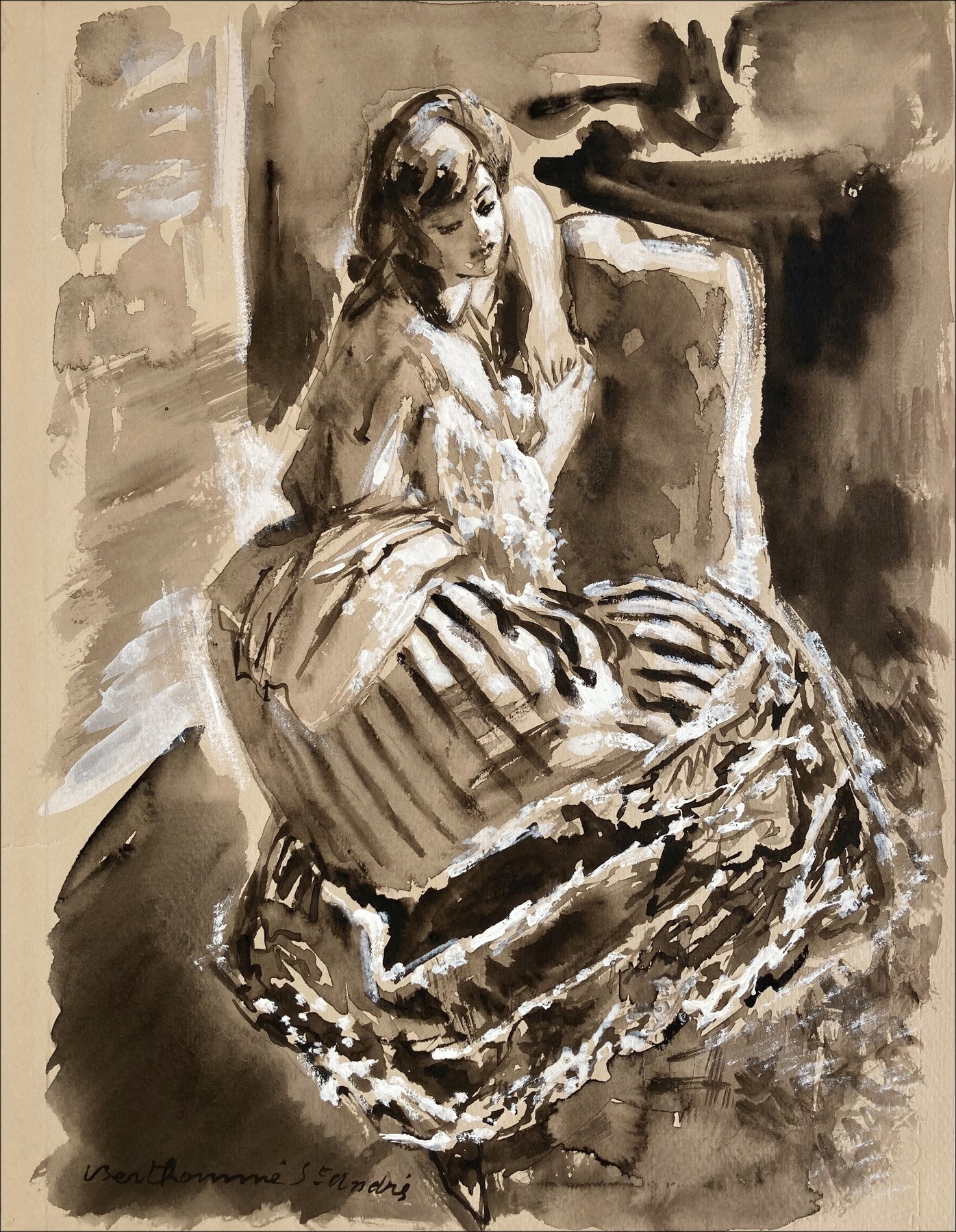 Louis Berthomme-Saint-André - Vrouw, originele tekening
