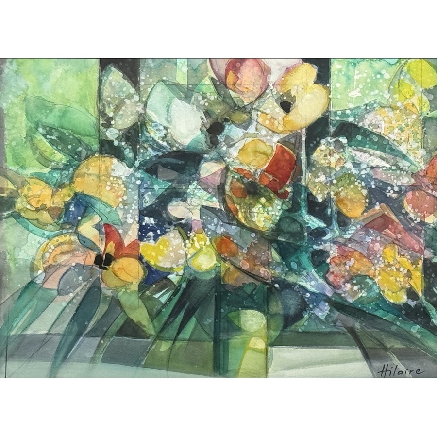 Camille Hilaire – Original watercolor, Bouquet of flowers