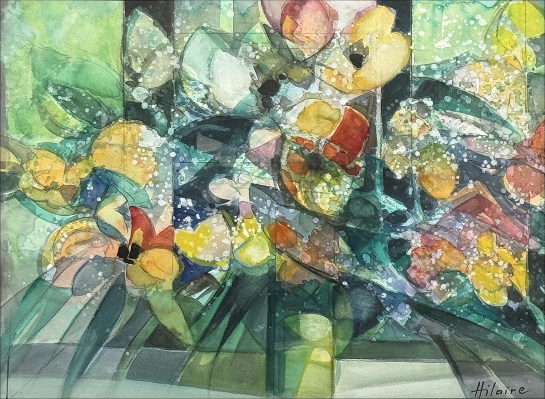 Camille Hilaire – Acuarela original, Ramo de flores