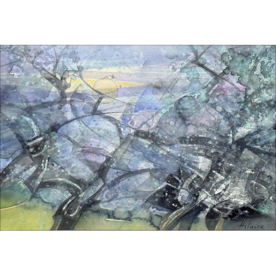 Camille Hilaire – Aquarelle Verger Normand (43 x 62 cm)